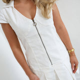 Katie Corduroy Mini Dress - White