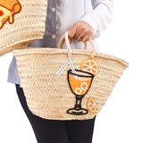 Handwoven Spritz Basket with Orange Cocktail Design