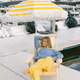 Fancy Striped Oversized Long Sleeve Top - Malibu Blue