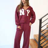 Caroline Hoodie and Pants Set - Burgundy