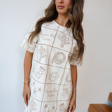 Western Embroidered Mini Dress - Taupe