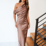 Layla Polka Dot Maxi Dress - Chocolate