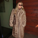 Blair Long Belted Faux Fur Coat - Taupe