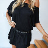 Cate Boat Neck Mini Dress - Black
