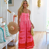 Meg Printed Midi Dress - Pink