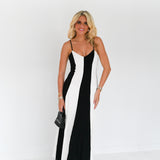 Veronica Striped Maxi Dress - White/Black