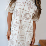 Western Embroidered Mini Dress - Taupe