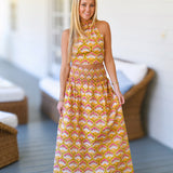 Lola Blockprint Ruffle Skirt Top Set - Yellow