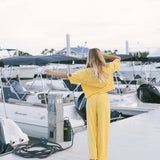 Fancy Striped Oversized Short Sleeve Top - Malibu Golden Yellow