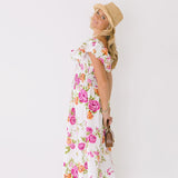 Vivian Off The Shoulder Midi Dress - White Floral