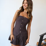 Alexis Pinstripe Mini Dress - Espresso