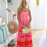 Meg Printed Midi Dress - Pink