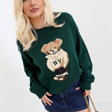 Mary Bear Graphic Sweater - Green