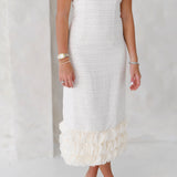 Kyla Tweed Strapless Dress - Off White