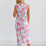 Marzia Floral Sequin Sleeveless Midi Dress - Pink