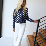 Miley Polka Dot Cardigan - Navy/Cream