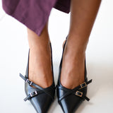 Erya Pointed Toe Singblack Heel - Black