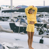 Fancy Striped Oversized Long Sleeve Top - Malibu Golden Yellow