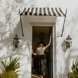 Lilly Halter Neck Stripe Crochet Midi Dress - Cream/Black