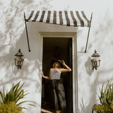 Lilly Halter Neck Stripe Crochet Midi Dress - Cream/Black