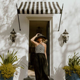 Lilly Halter Neck Stripe Crochet Midi Dress - Cream/Black