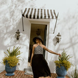 Lilly Halter Neck Stripe Crochet Midi Dress - Cream/Black