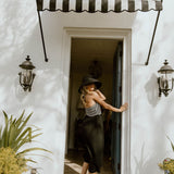 Lilly Halter Neck Stripe Crochet Midi Dress - Cream/Black