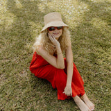Sophie Square Neck and Wide Leg Pants Set - Red