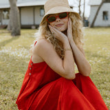 Sophie Square Neck and Wide Leg Pants Set - Red