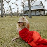 Sophie Square Neck and Wide Leg Pants Set - Red