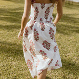 Riley Floral Ruffle Skirt Top Set - White/Red