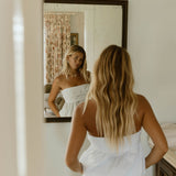 Lux Wide Leg Striped Pants - White/Lt Blue Stripes