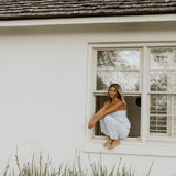 Lux Wide Leg Striped Pants - White/Lt Blue Stripes