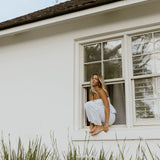 Lux Wide Leg Striped Pants - White/Lt Blue Stripes