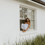 Lux Wide Leg Striped Pants - White/Lt Blue Stripes