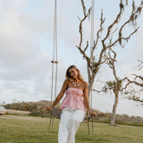 Esme Flare Strapless Top - Pink