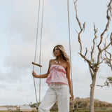 Esme Flare Strapless Top - Pink