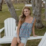 Gia Smocked Top - Bondi Blue