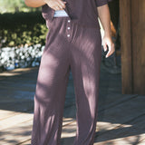 Fancy Waffle Knit Pants - Chocolate