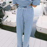Fancy Striped Button Pants - Malibu Blue