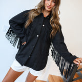 Sami Suede Fringe Jacket - Black