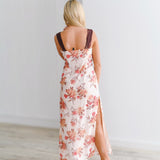 Keely Lace Maxi Dress-Pink/Brown