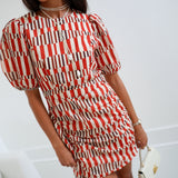 Miley Puff Sleeve Mini Dress - Burnt Orange