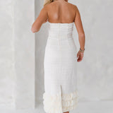 Kyla Tweed Strapless Dress - Off White