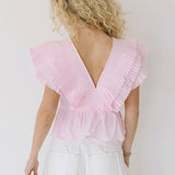 Shelly Sleeveless Ruffle Top - Pink
