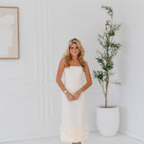 Kyla Tweed Strapless Dress - Off White