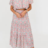 Eden Maxi Skirt Bubble Set - Cream/Pink Multi