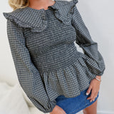 Lillie Peter Pan Collar Blouse Top - Pepper