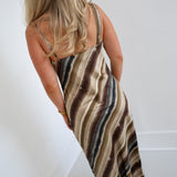 Jane Sleeveless Cowl Neck Dress - Mocha Stripe