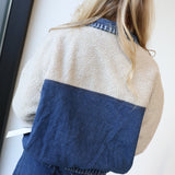 Madi Sherpa Pullover - Denim/Beige